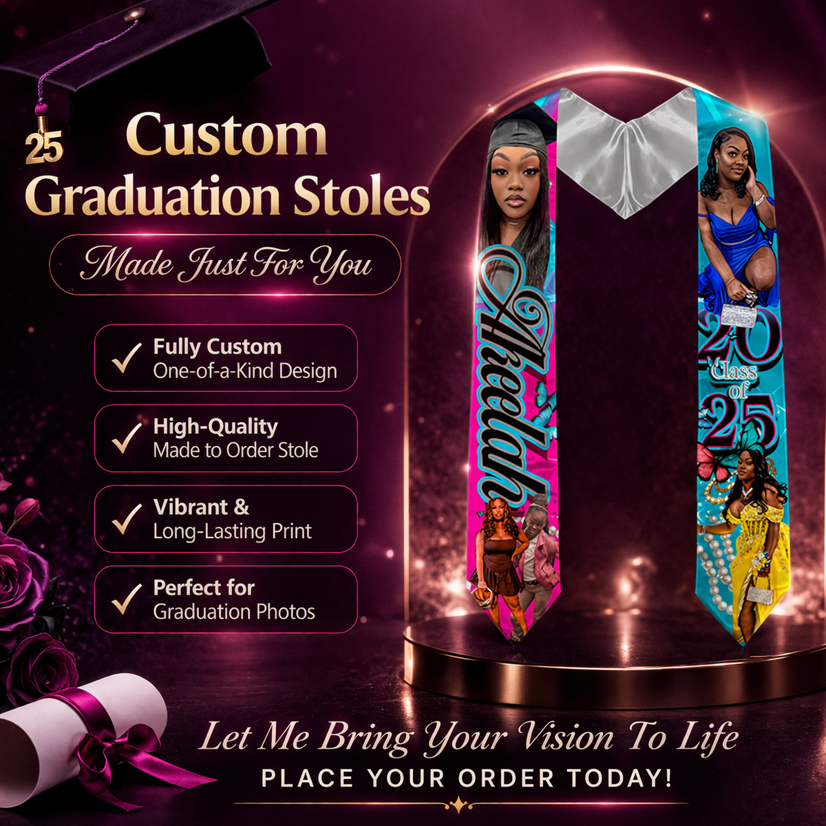 Grad Stole – LadyFace Printing